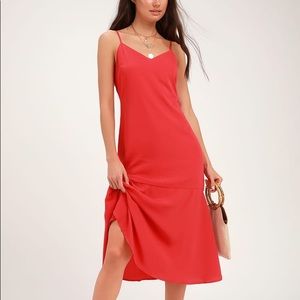 Lovely Lilies Red Midi Dress